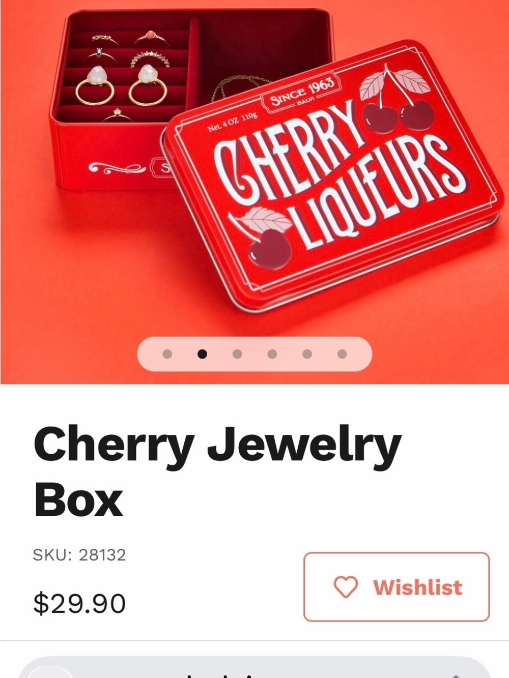 Anthropologie Cherry Liqueurs Red Jewelry Jewelry Tin NWT